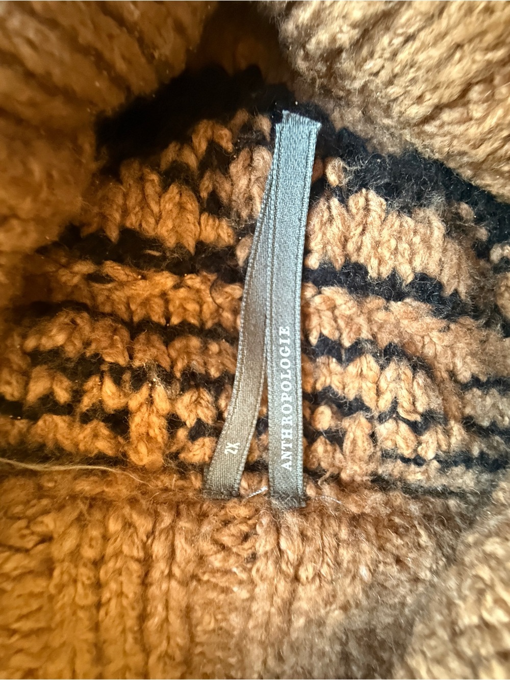 Anthropologie Brown and Black Chunky Knit Sweater